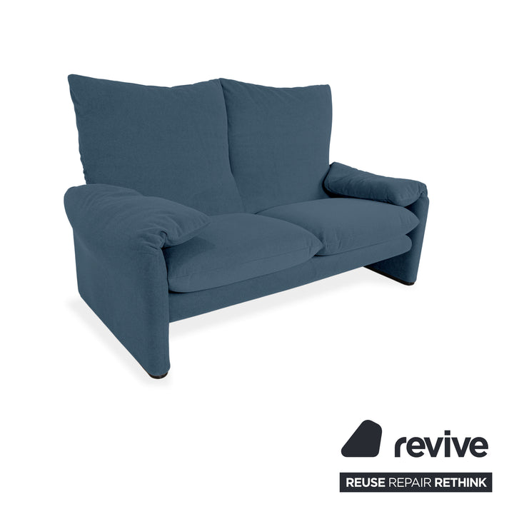 Cassina Maralunga Stoff Zweisitzer Blau Petrol Olivgrün Sofa Couch Neubezug Manuelle Funktion