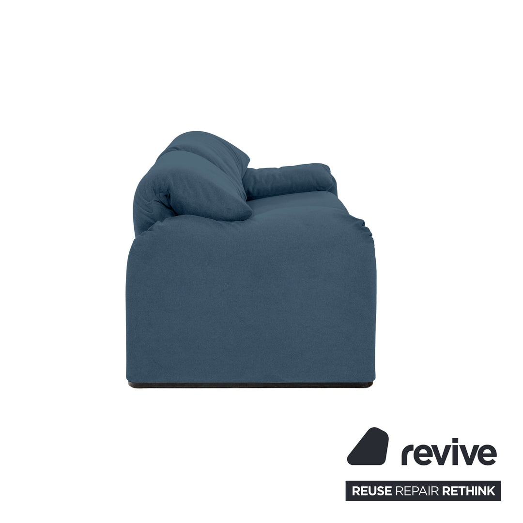 Cassina Maralunga Fabric Two-Seater Blue Petrol Sofa Couch New Upholstery Manual Function