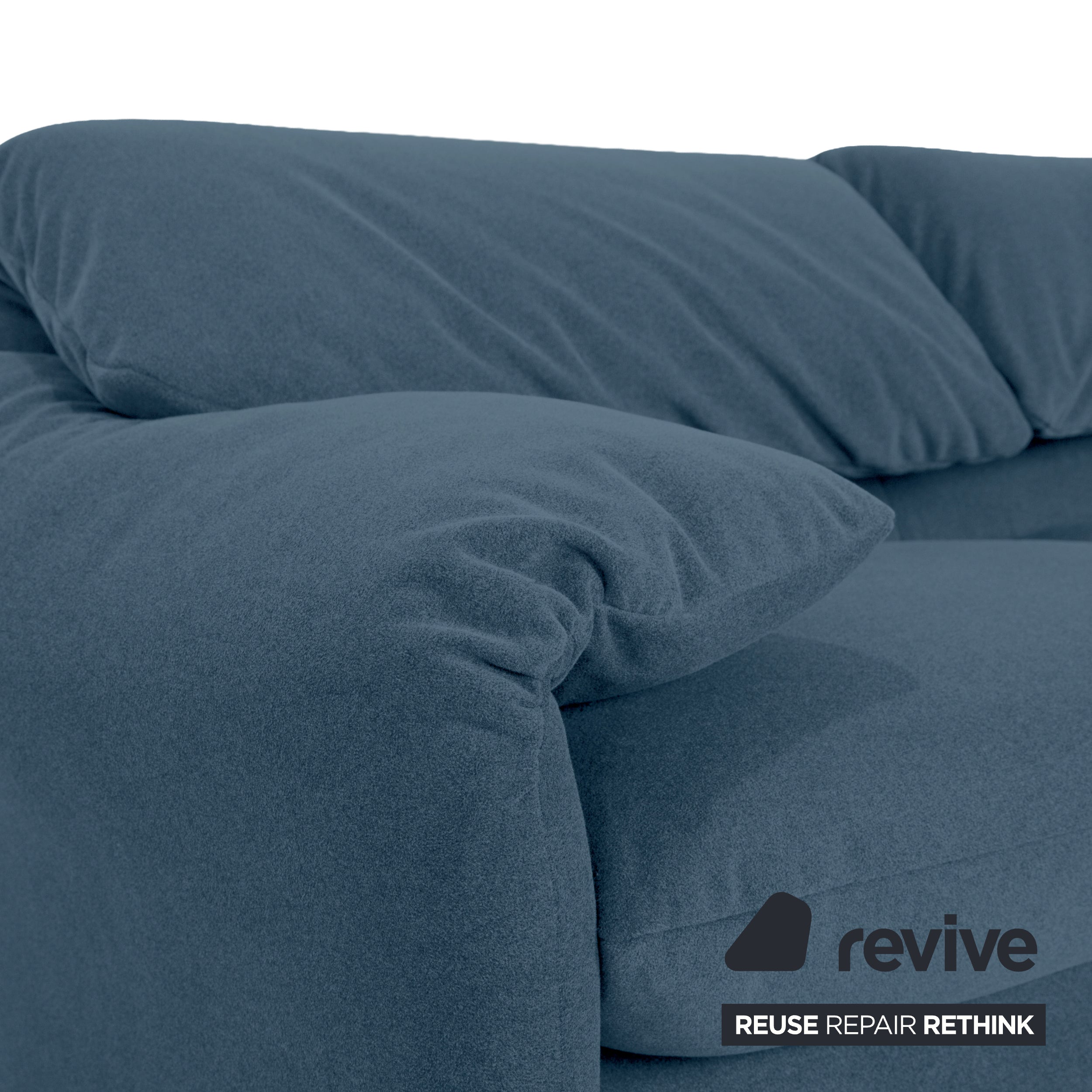 Cassina Maralunga Fabric Two-Seater Blue Petrol Sofa Couch New Upholstery Manual Function