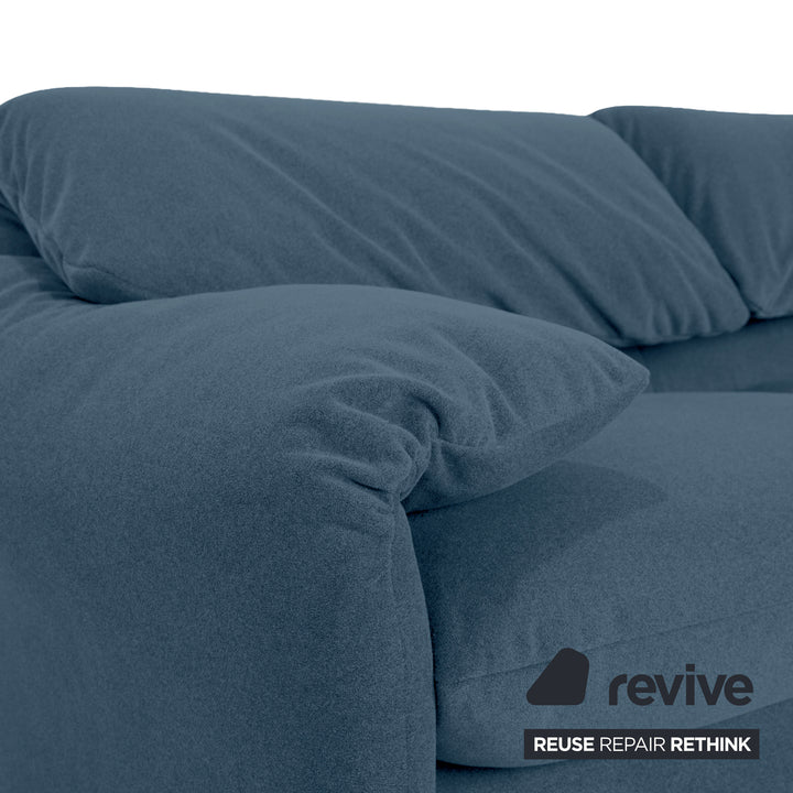 Cassina Maralunga Fabric Two-Seater Blue Petrol Sofa Couch New Upholstery Manual Function