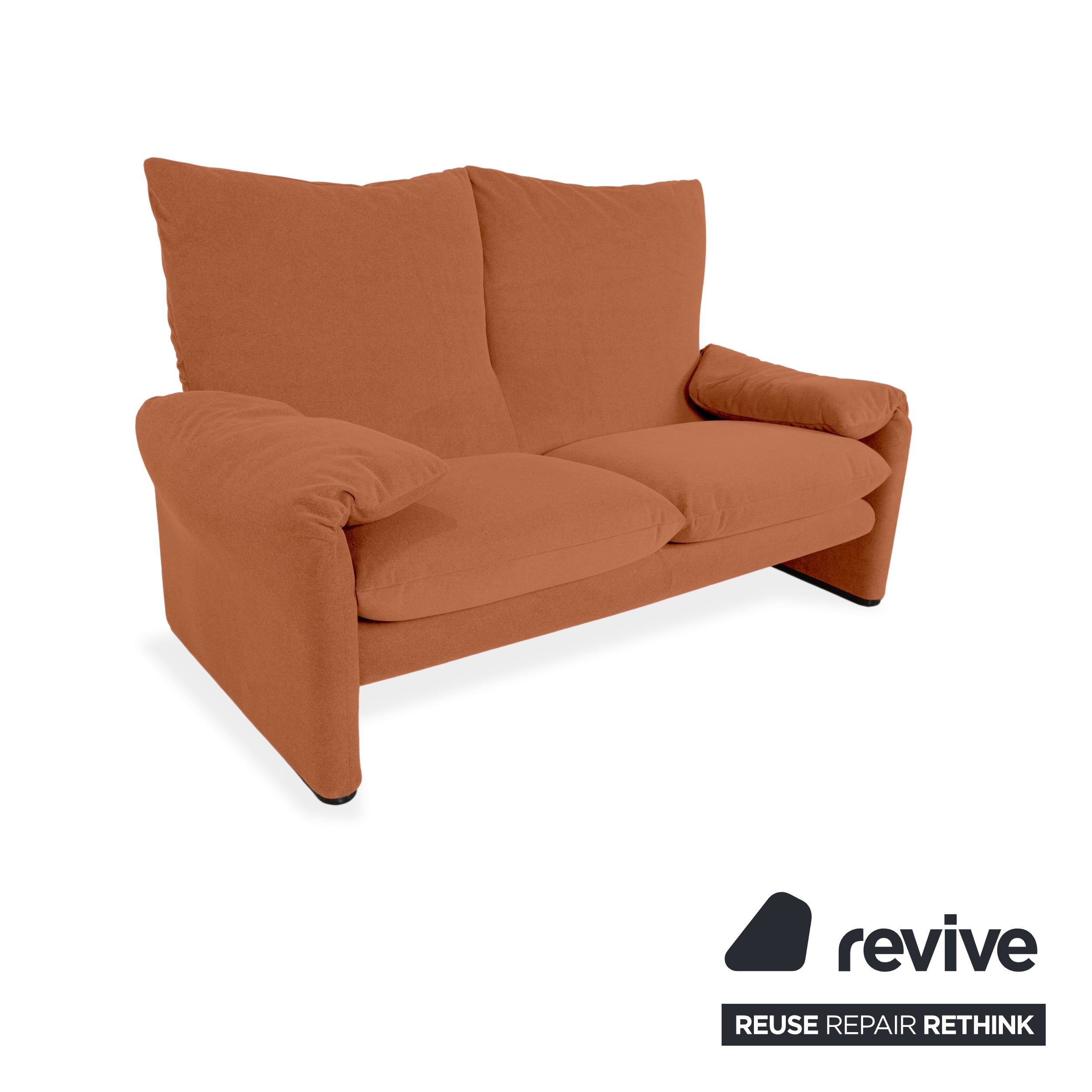 Cassina Maralunga Fabric Two-seater Brown Orange Sofa Couch New Upholstery Manual Function