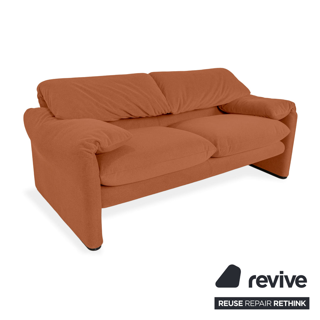 Cassina Maralunga Stoff Zweisitzer Braun Orange Sofa Couch Neubezug Manuelle Funktion