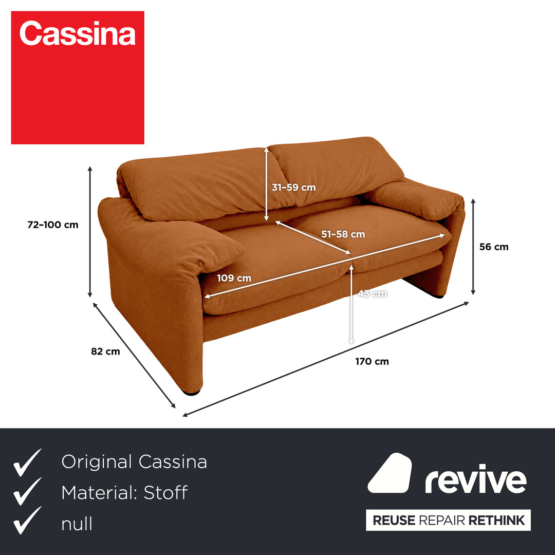 Cassina Maralunga Stoff Zweisitzer Braun Orange Sofa Couch Neubezug Manuelle Funktion