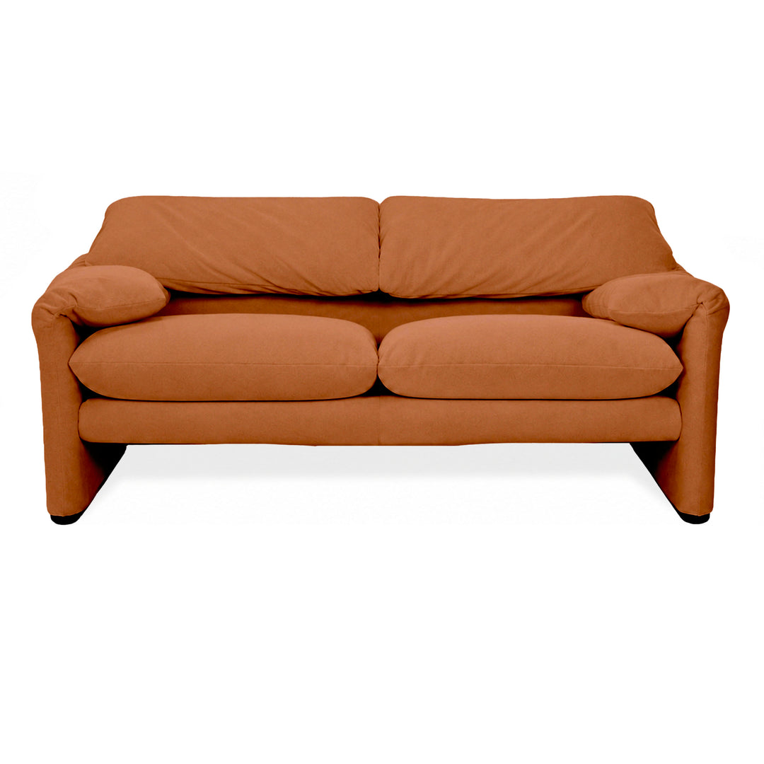 Cassina Maralunga Stoff Zweisitzer Braun Orange Sofa Couch Neubezug Manuelle Funktion