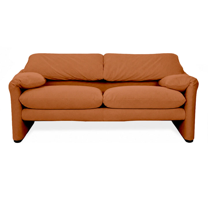 Cassina Maralunga Stoff Zweisitzer Braun Orange Sofa Couch Neubezug Manuelle Funktion