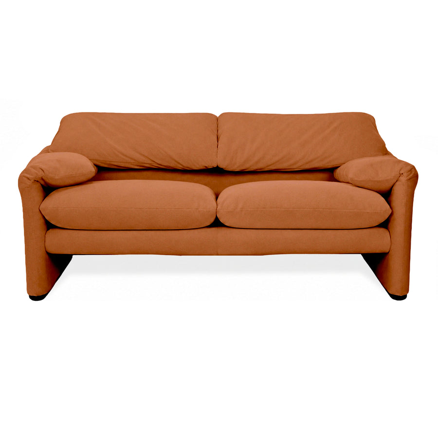 Cassina Maralunga Stoff Zweisitzer Braun Orange Sofa Couch Neubezug Manuelle Funktion