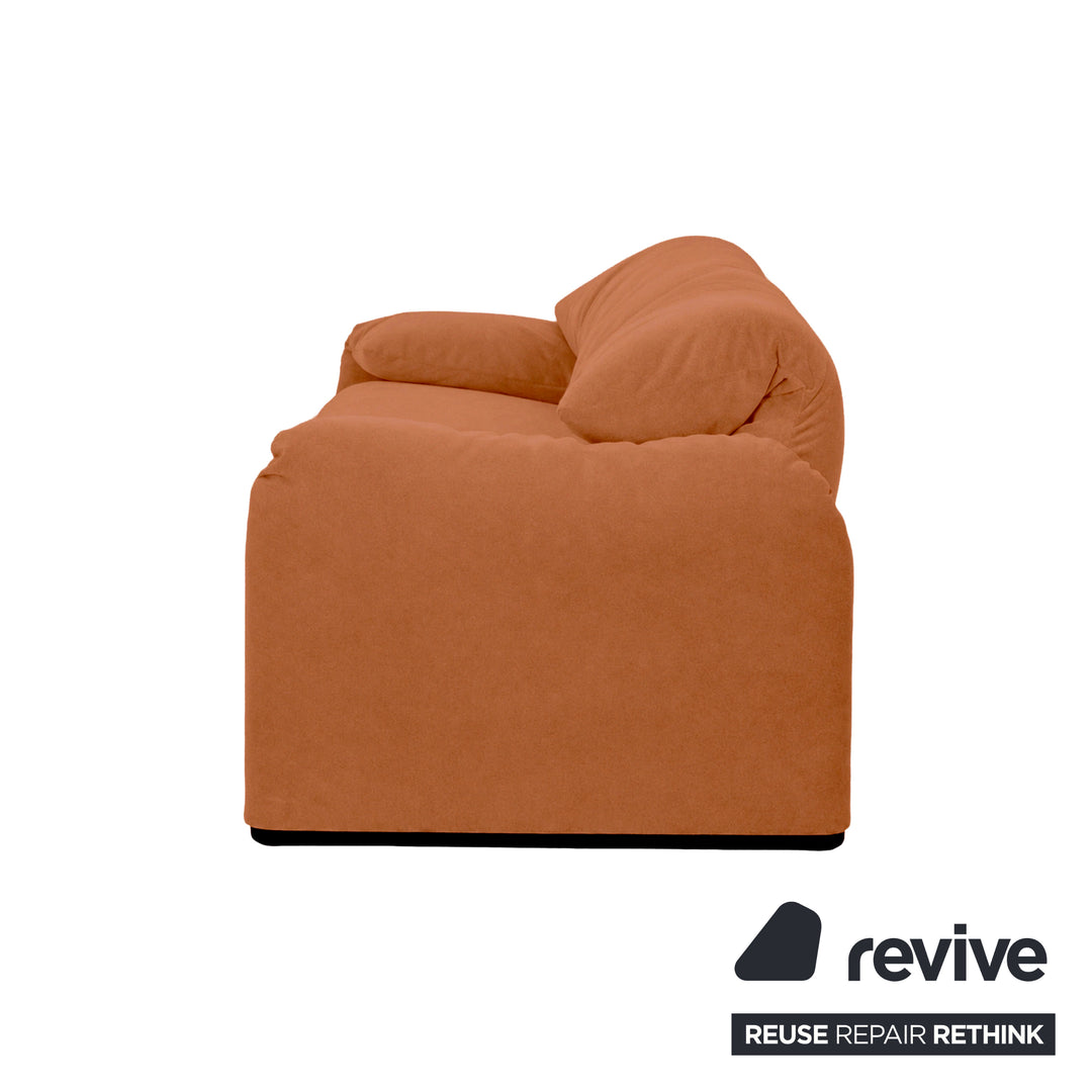 Cassina Maralunga Stoff Zweisitzer Braun Orange Sofa Couch Neubezug Manuelle Funktion