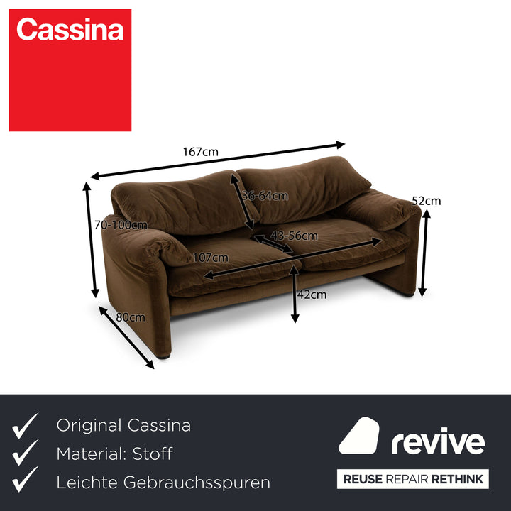 Canapé 2 places en tissu marron Cassina Maralunga