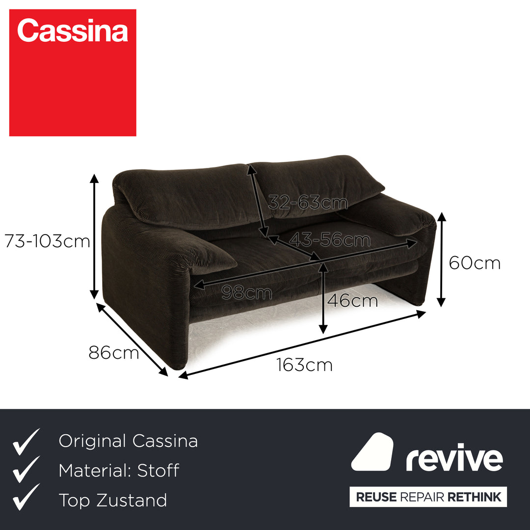 Cassina Maralunga fabric two seater dark grey manual function sofa couch