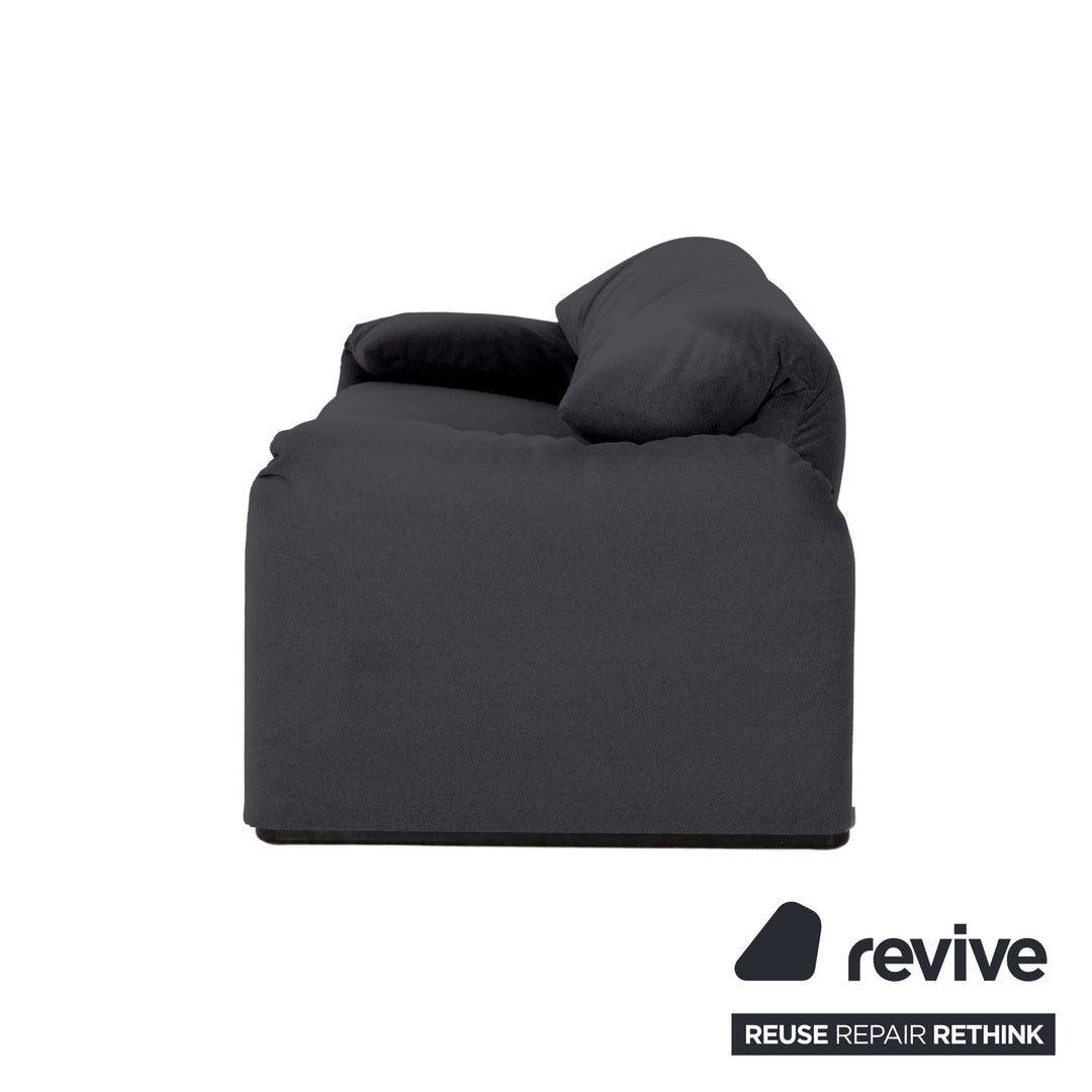 Cassina Maralunga Stoff Zweisitzer Grau Anthrazit Sofa Couch Neubezug Manuelle Funktion