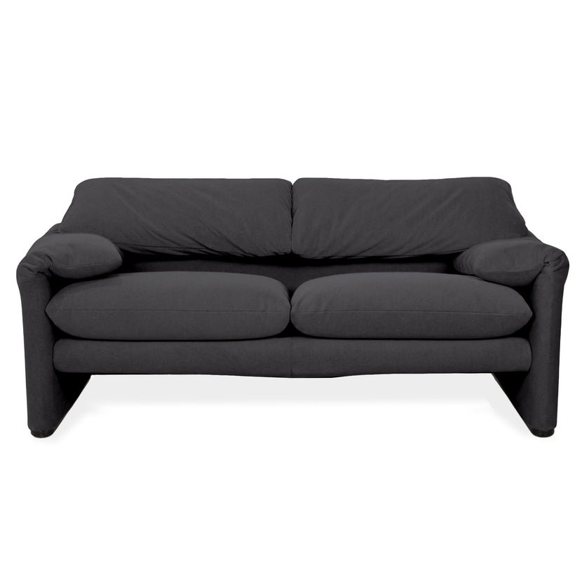 Cassina Maralunga Fabric Two-Seater Gray Anthracite Sofa Couch New Upholstery Manual Function