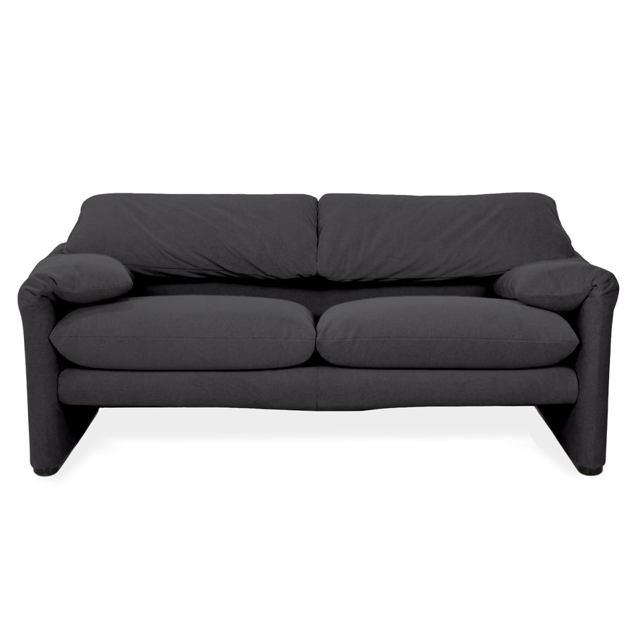 Cassina Maralunga Stoff Zweisitzer Grau Anthrazit Sofa Couch Neubezug Manuelle Funktion