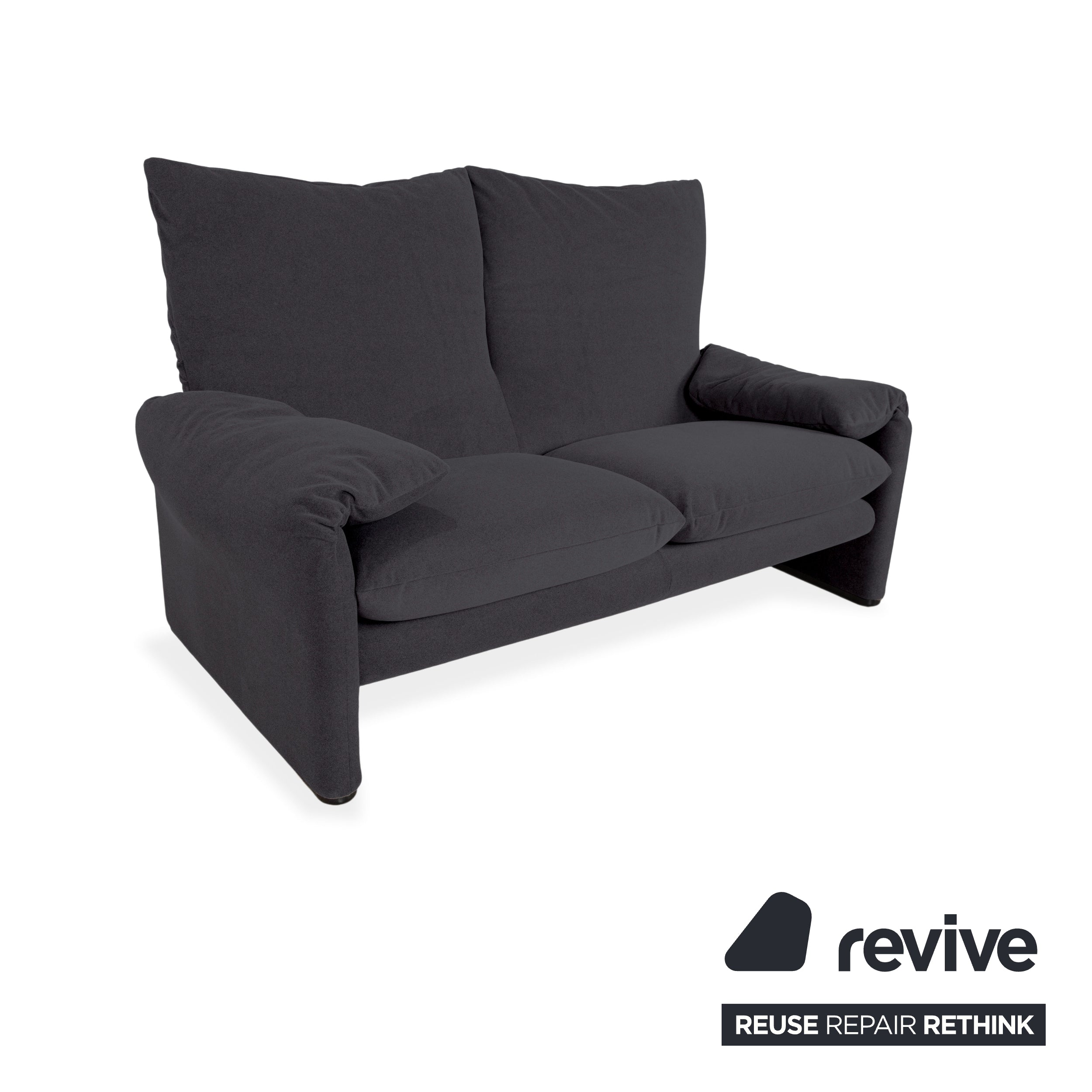 Cassina Maralunga Fabric Two-Seater Gray Anthracite Sofa Couch New Upholstery Manual Function