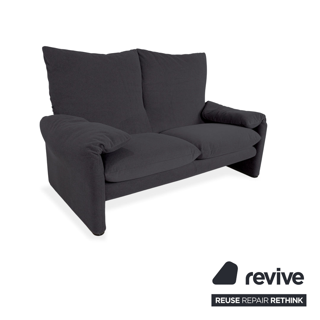 Cassina Maralunga Fabric Two-Seater Gray Anthracite Sofa Couch New Upholstery Manual Function