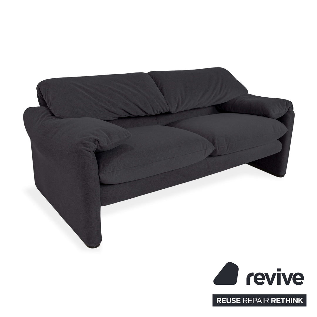 Cassina Maralunga Stoff Zweisitzer Grau Anthrazit Sofa Couch Neubezug Manuelle Funktion