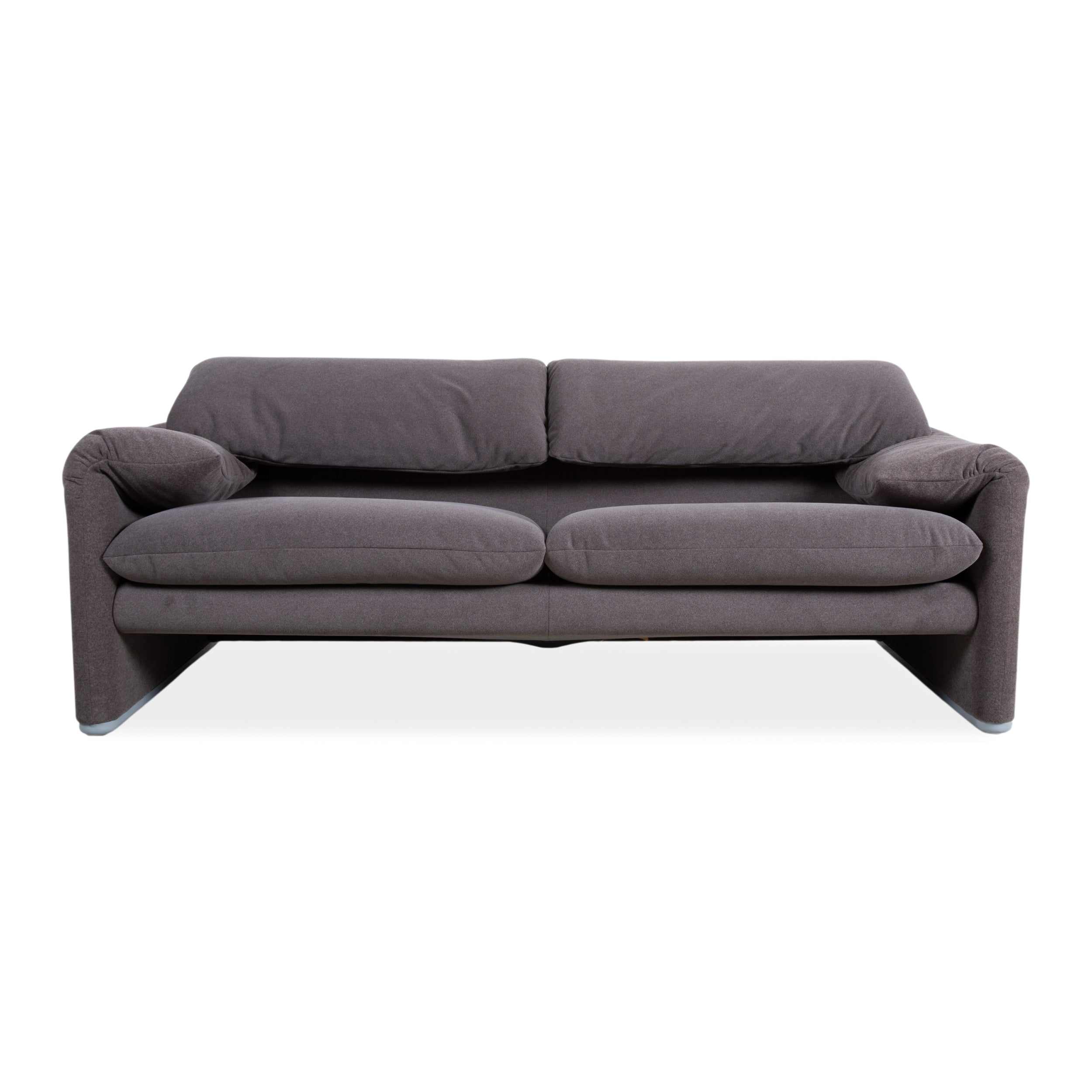 Cassina Maralunga fabric two-seater sofa, grey beige, reupholstered