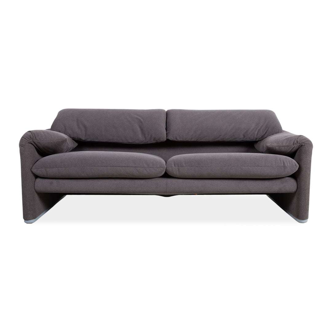 Cassina Maralunga Stoff Zweisitzer Grau Beige Sofa Couch Neubezug