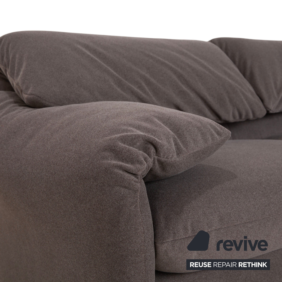 Cassina Maralunga Stoff Zweisitzer Grau Beige Sofa Couch Neubezug