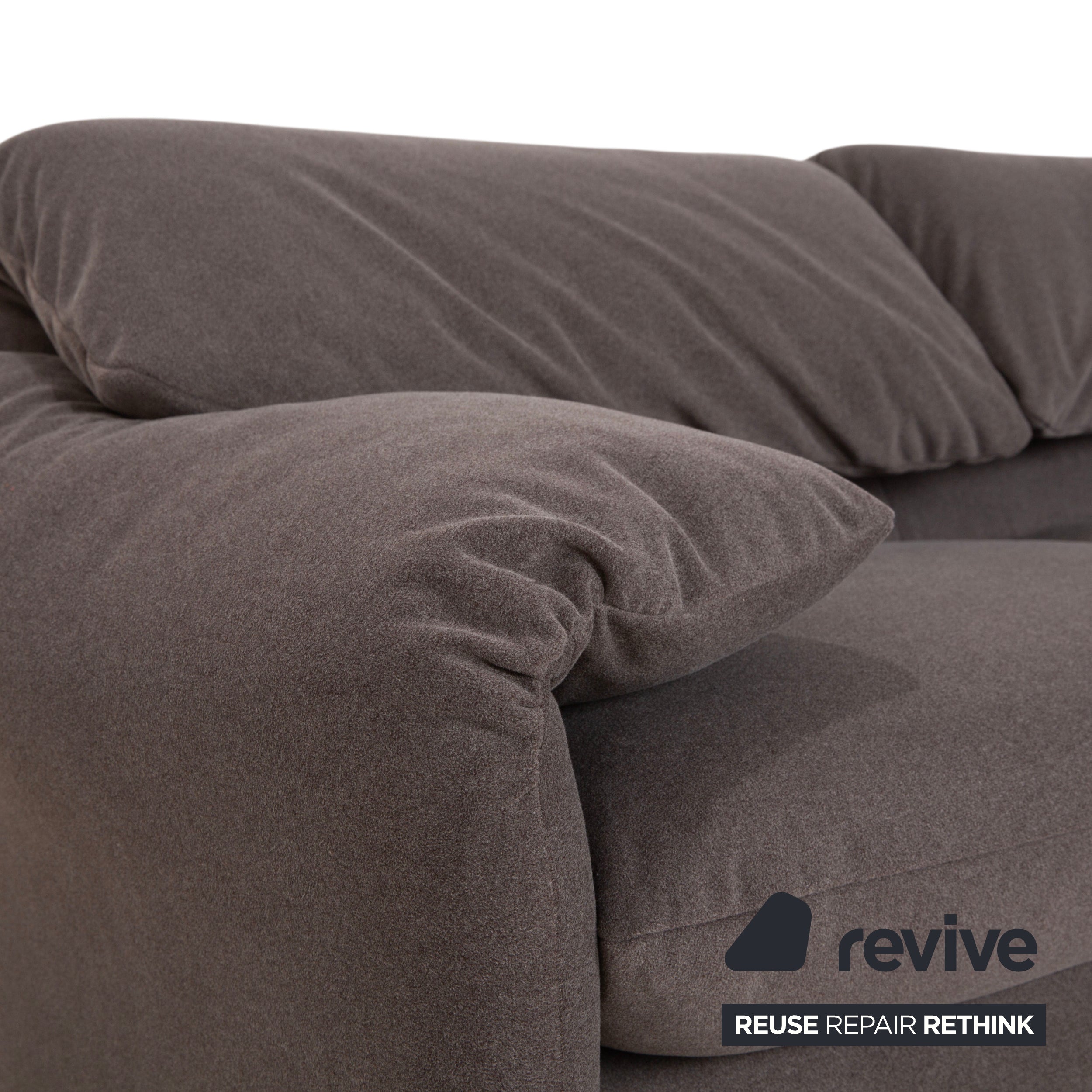 Cassina Maralunga fabric two-seater sofa, grey beige, reupholstered