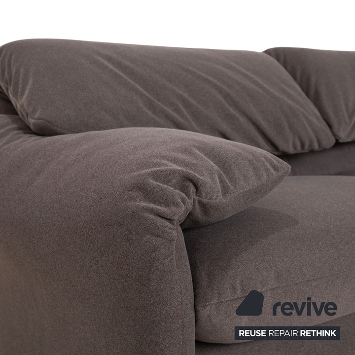 Cassina Maralunga fabric two-seater sofa, grey beige, reupholstered