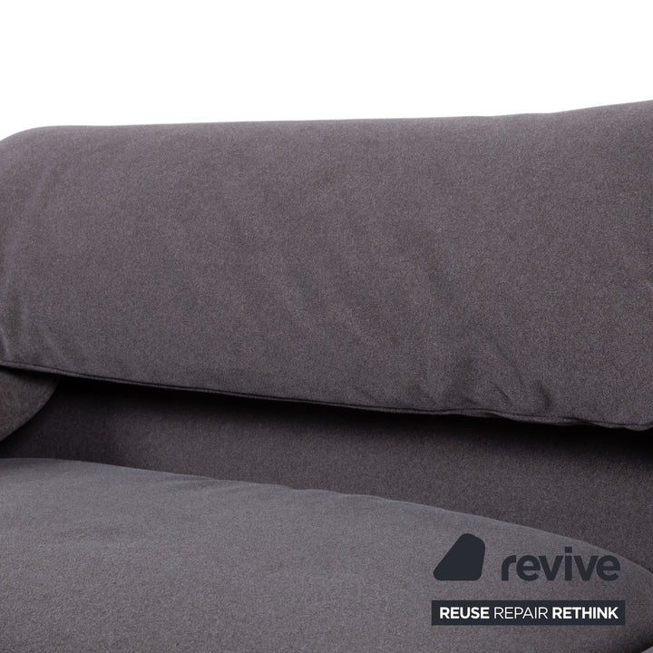 Cassina Maralunga fabric two-seater sofa, grey beige, reupholstered