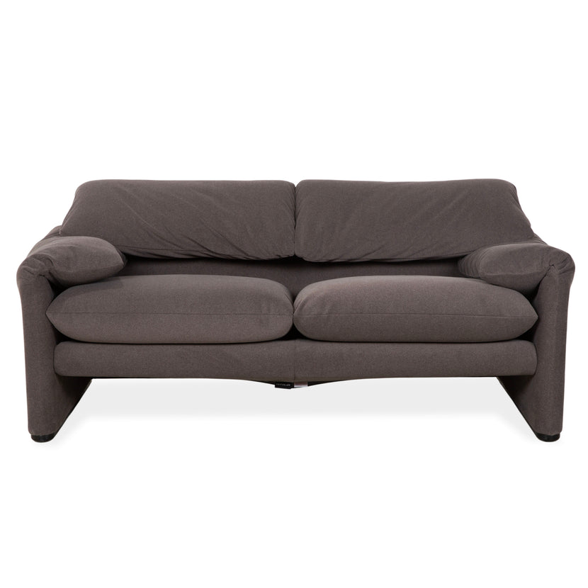 Canapé deux places en tissu Cassina Maralunga, gris beige, retapissé