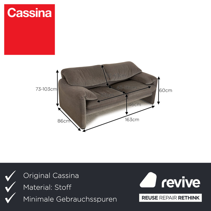 Cassina Maralunga Fabric Two Seater Gray Blue Manual Function Sofa Couch