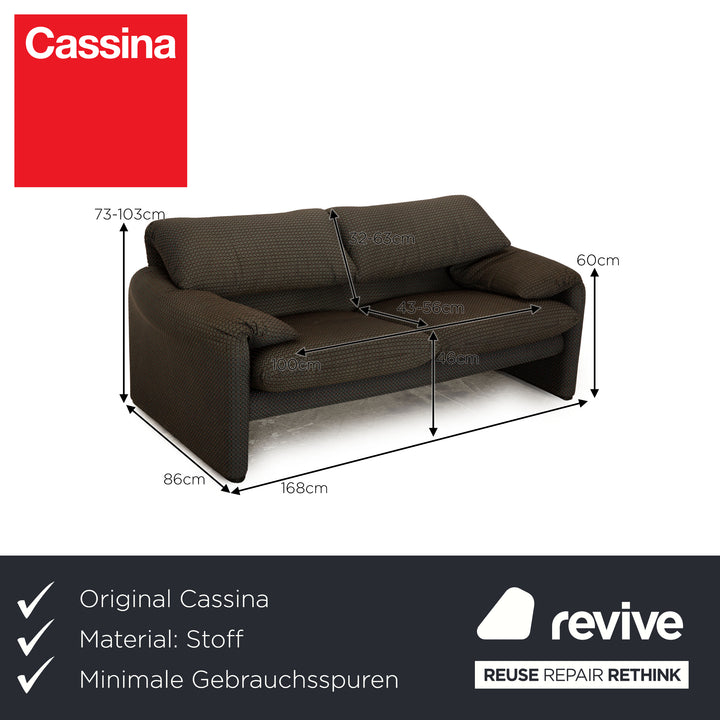 Cassina Maralunga Fabric Two Seater Gray Blue Manual Function Sofa Couch