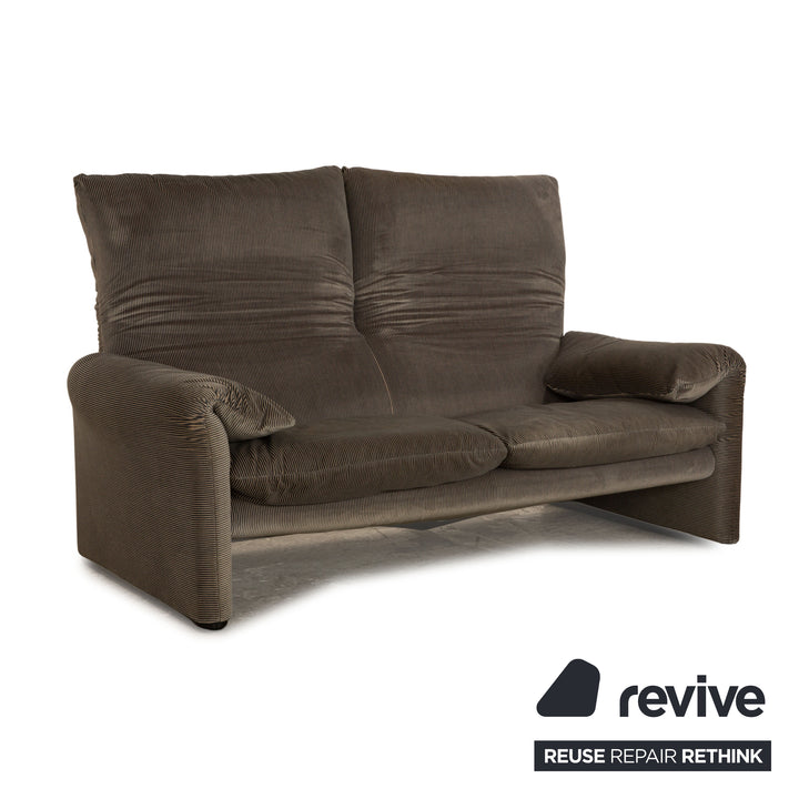 Canapé 2 places en tissu Cassina Maralunga, gris marron, fonction manuelle