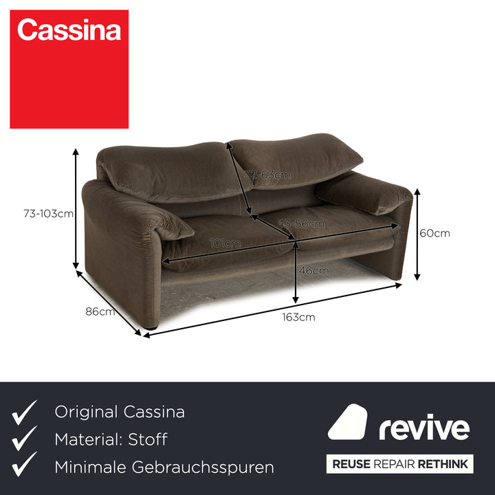 Canapé 2 places en tissu Cassina Maralunga, gris marron, fonction manuelle