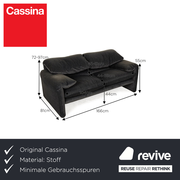 Canapé 2 places en tissu Cassina Maralunga, gris, fonction manuelle
