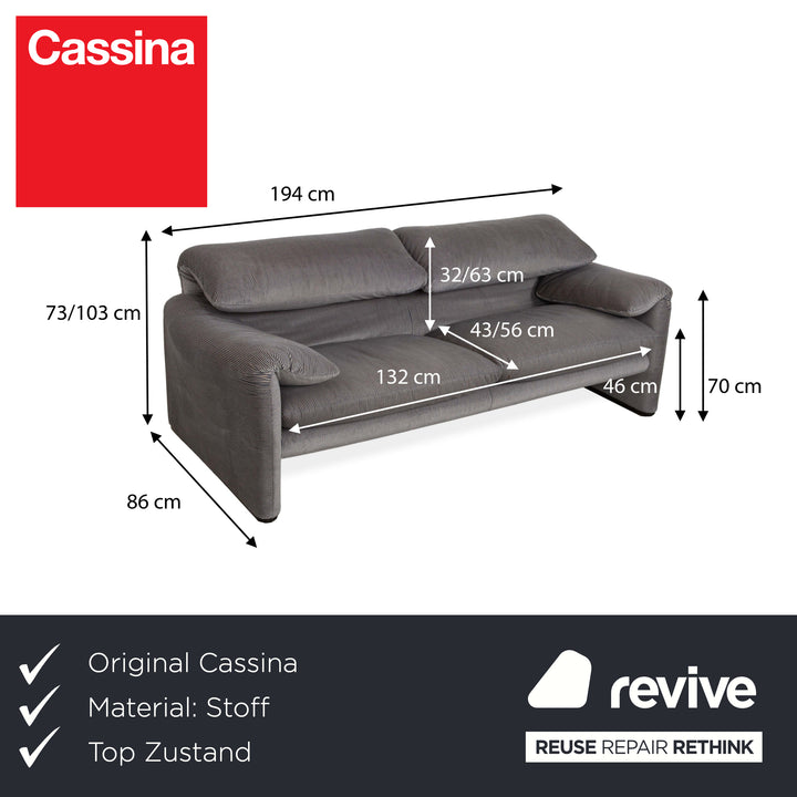 Canapé 2 places en tissu Cassina Maralunga Gris Fonctionnement manuel