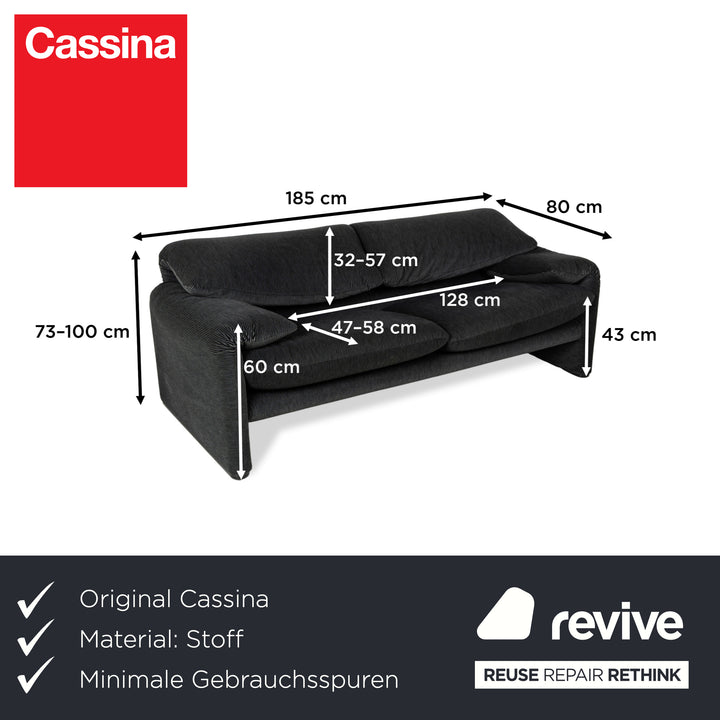 Canapé 2 places en tissu Cassina Maralunga Gris Noir Fonction manuelle