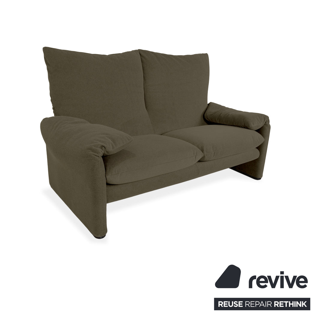 Cassina Maralunga Stoff Zweisitzer Grün Olivgrün Sofa Couch Neubezug Manuelle Funktion