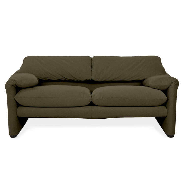 Cassina Maralunga Stoff Zweisitzer Grün Olivgrün Sofa Couch Neubezug Manuelle Funktion