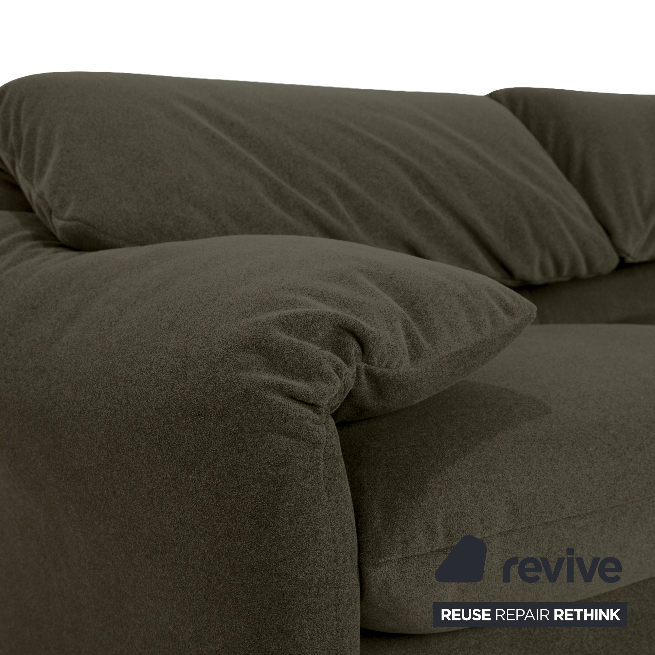 Cassina Maralunga Fabric Two-Seater Green Olive Green Sofa Couch Recovered Manual Function