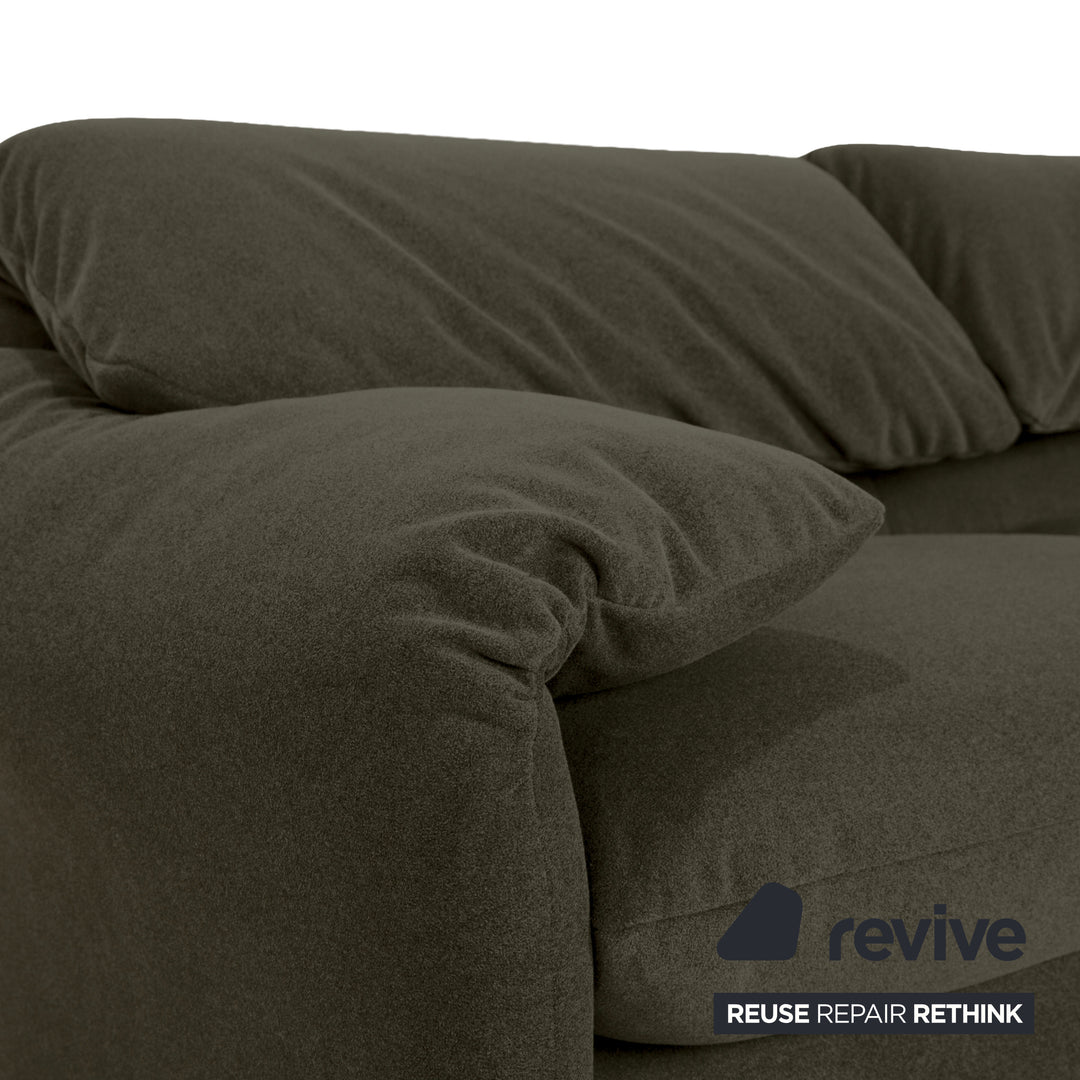 Cassina Maralunga Stoff Zweisitzer Grün Olivgrün Sofa Couch Neubezug Manuelle Funktion
