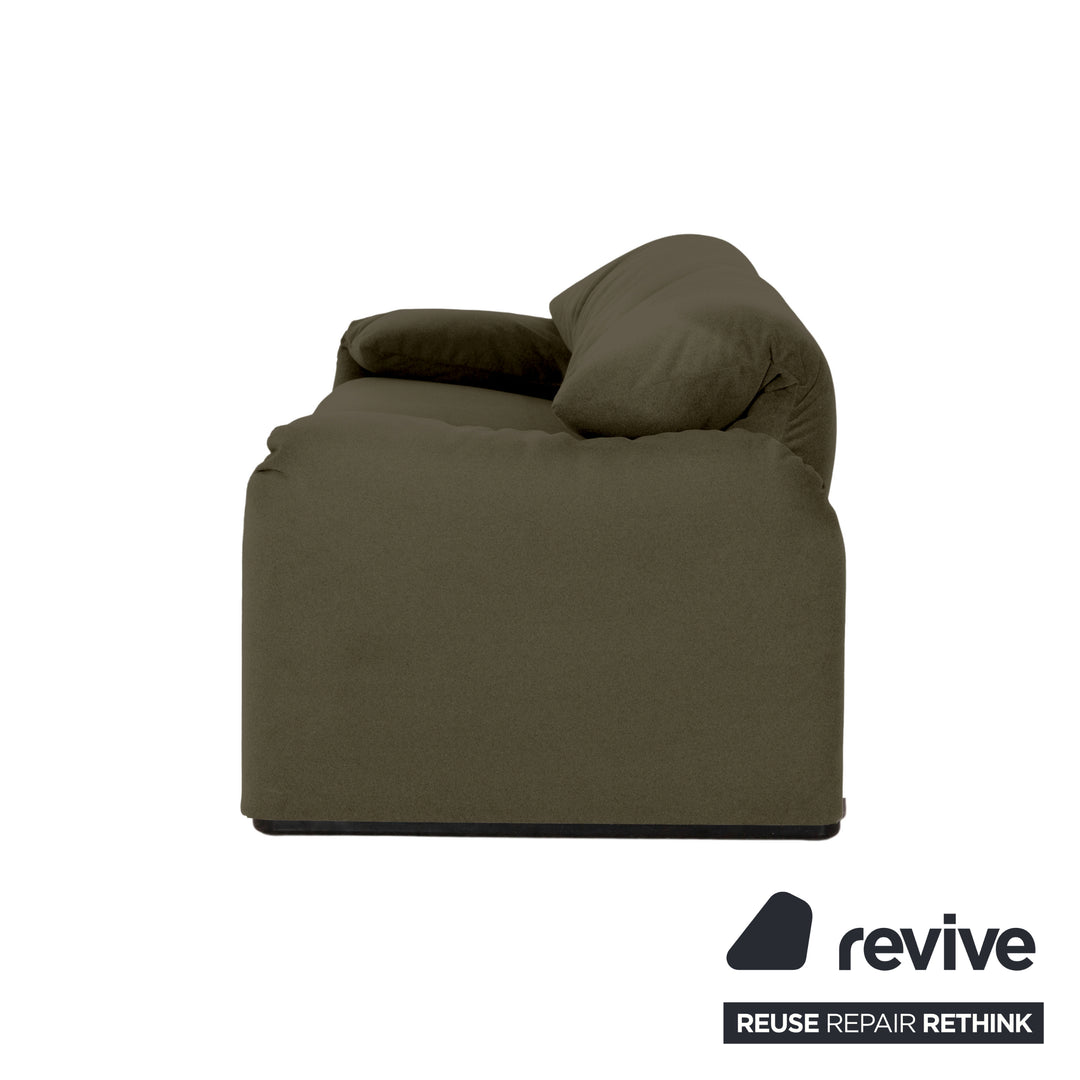 Cassina Maralunga Stoff Zweisitzer Grün Olivgrün Sofa Couch Neubezug Manuelle Funktion
