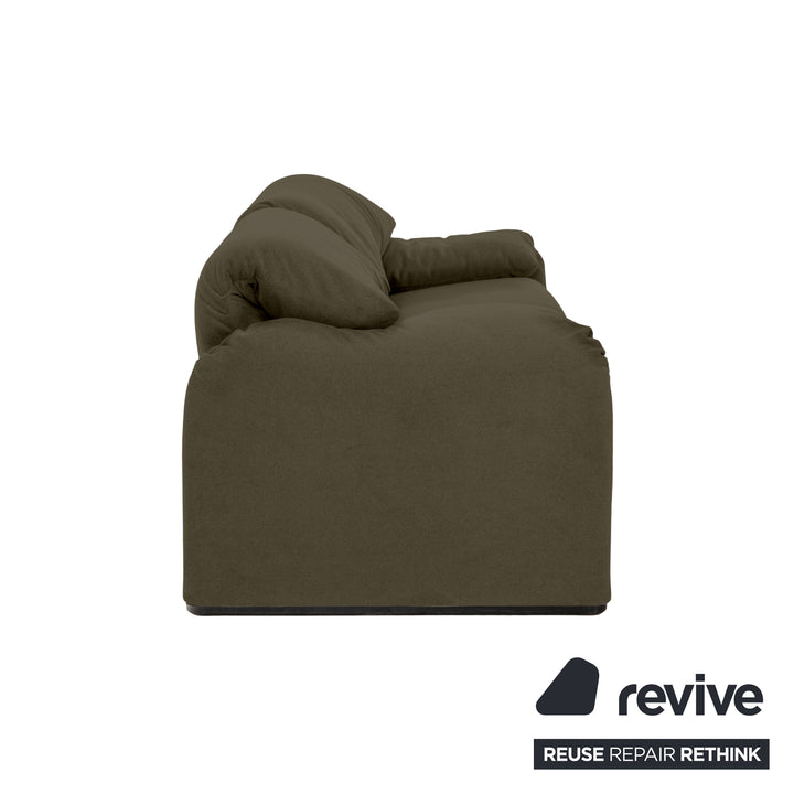 Cassina Maralunga Stoff Zweisitzer Grün Olivgrün Sofa Couch Neubezug Manuelle Funktion