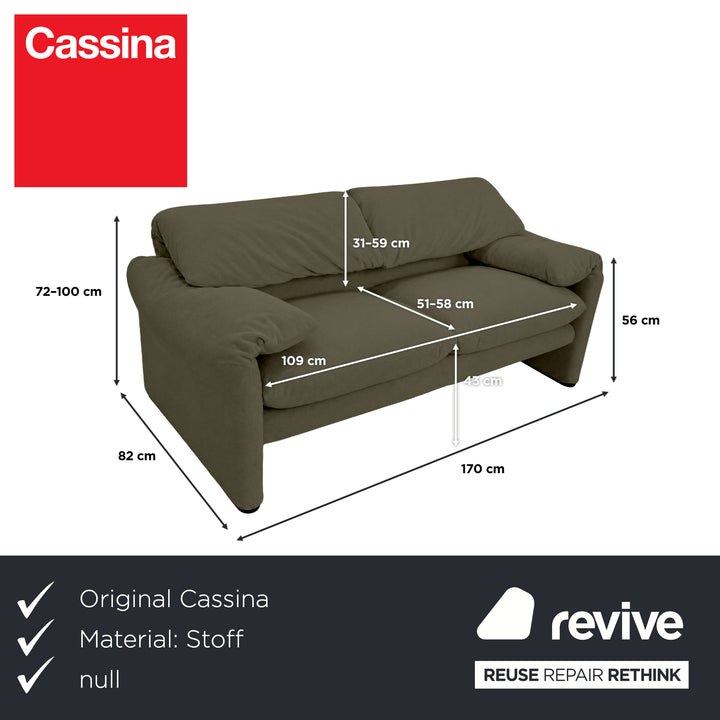 Cassina Maralunga Stoff Zweisitzer Grün Olivgrün Sofa Couch Neubezug Manuelle Funktion