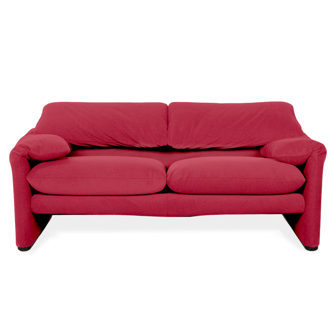 Cassina Maralunga Stoff Zweisitzer Rot Sofa Couch Neubezug Manuelle Funktion