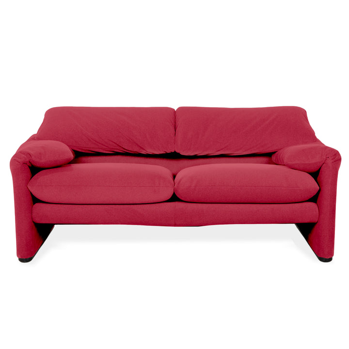 Cassina Maralunga Stoff Zweisitzer Rot Sofa Couch Neubezug Manuelle Funktion