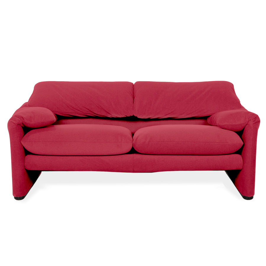 Cassina Maralunga Stoff Zweisitzer Rot Sofa Couch Neubezug Manuelle Funktion