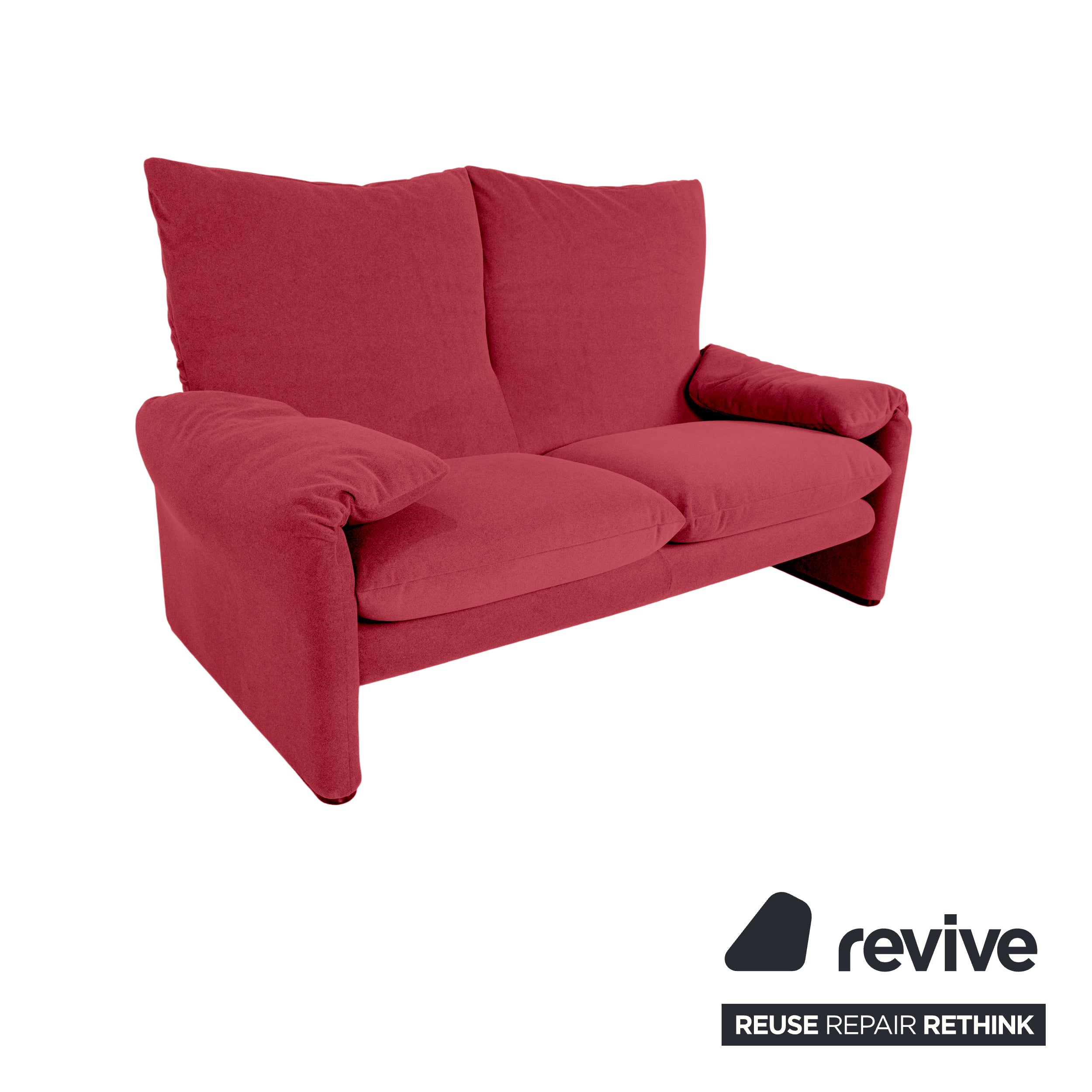 Cassina Maralunga Fabric Two-seater Red Sofa Couch New Upholstery Manual Function