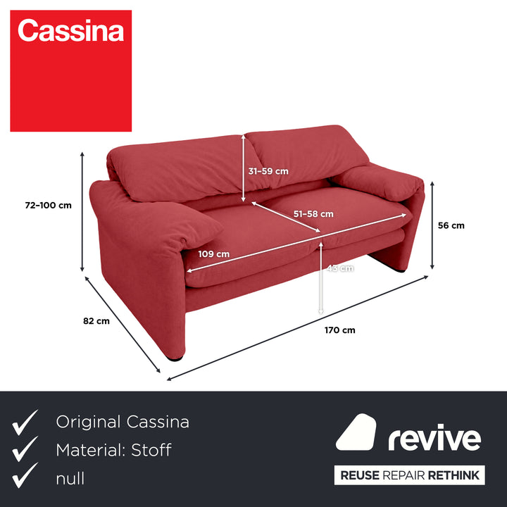 Cassina Maralunga Stoff Zweisitzer Rot Sofa Couch Neubezug Manuelle Funktion