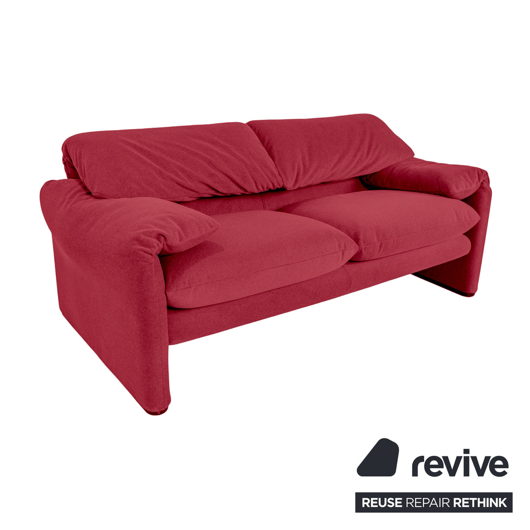 Cassina Maralunga Fabric Two-seater Red Sofa Couch New Upholstery Manual Function