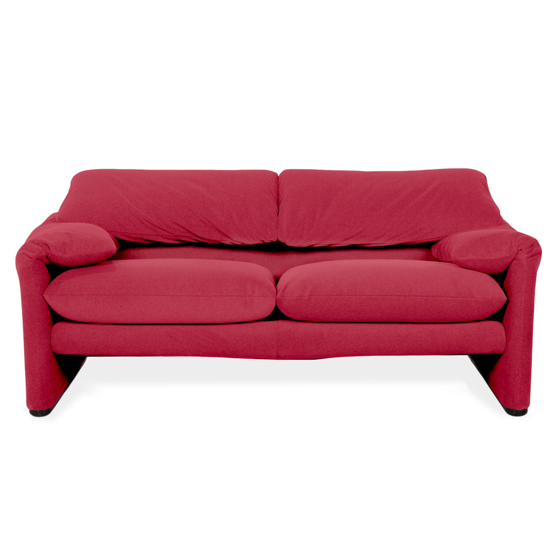 Cassina Maralunga Fabric Two-seater Red Sofa Couch New Upholstery Manual Function
