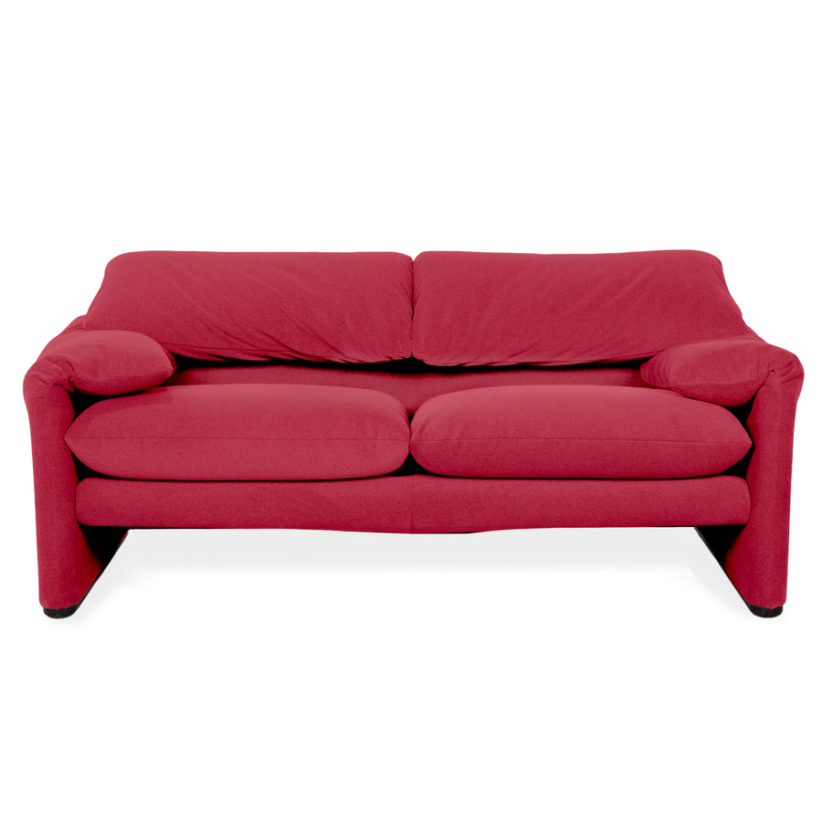 Cassina Maralunga Fabric Two-seater Red Sofa Couch New Upholstery Manual Function