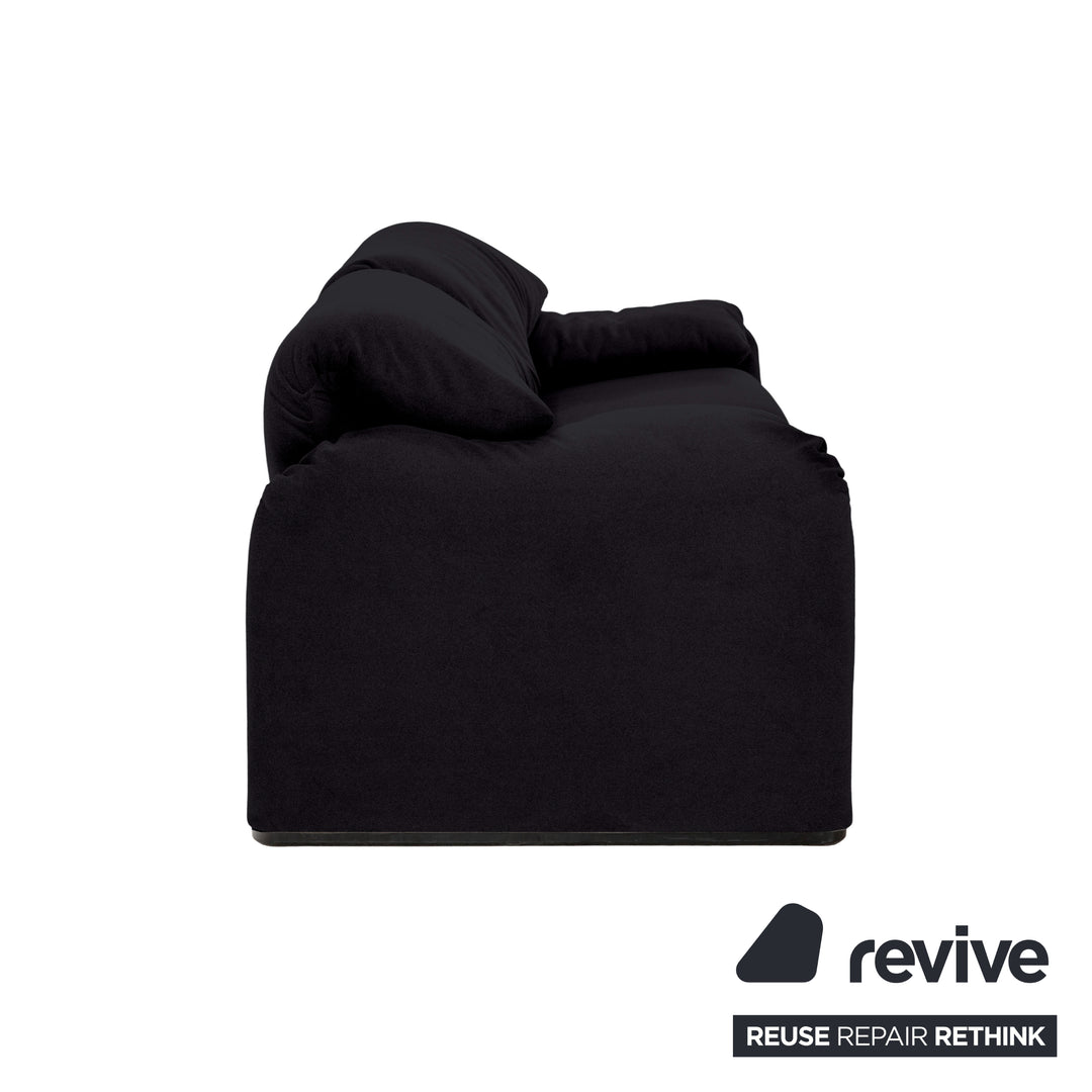 Cassina Maralunga Stoff Zweisitzer Schwarz Sofa Couch Neubezug Manuelle Funktion