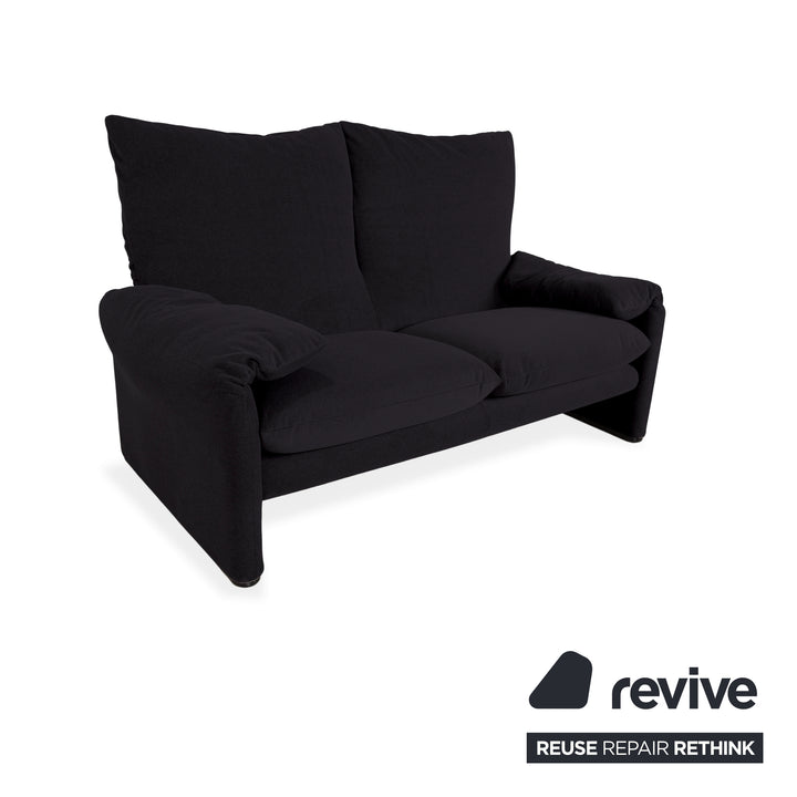 Cassina Maralunga Stoff Zweisitzer Schwarz Sofa Couch Neubezug Manuelle Funktion